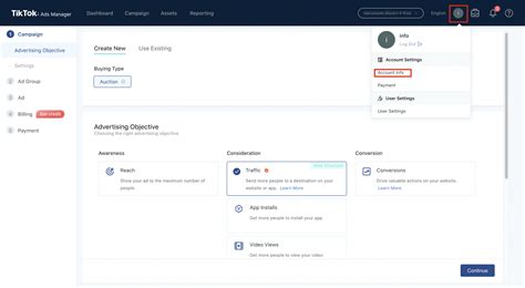 Create a TikTok Ads Manager Account .